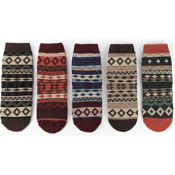 BenSorts Women 5 Packs Vintage B Winter Thick Socks Thick Warm Boots Socks - Picture 3 of 8